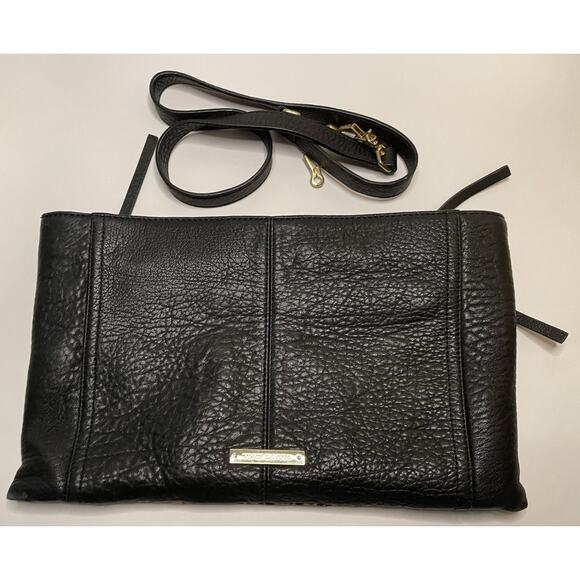 Vince Camuto Black Leather Brown Pony Hair Baily Handbag Clutch Purse NEW NWOT - Picture 3 of 13